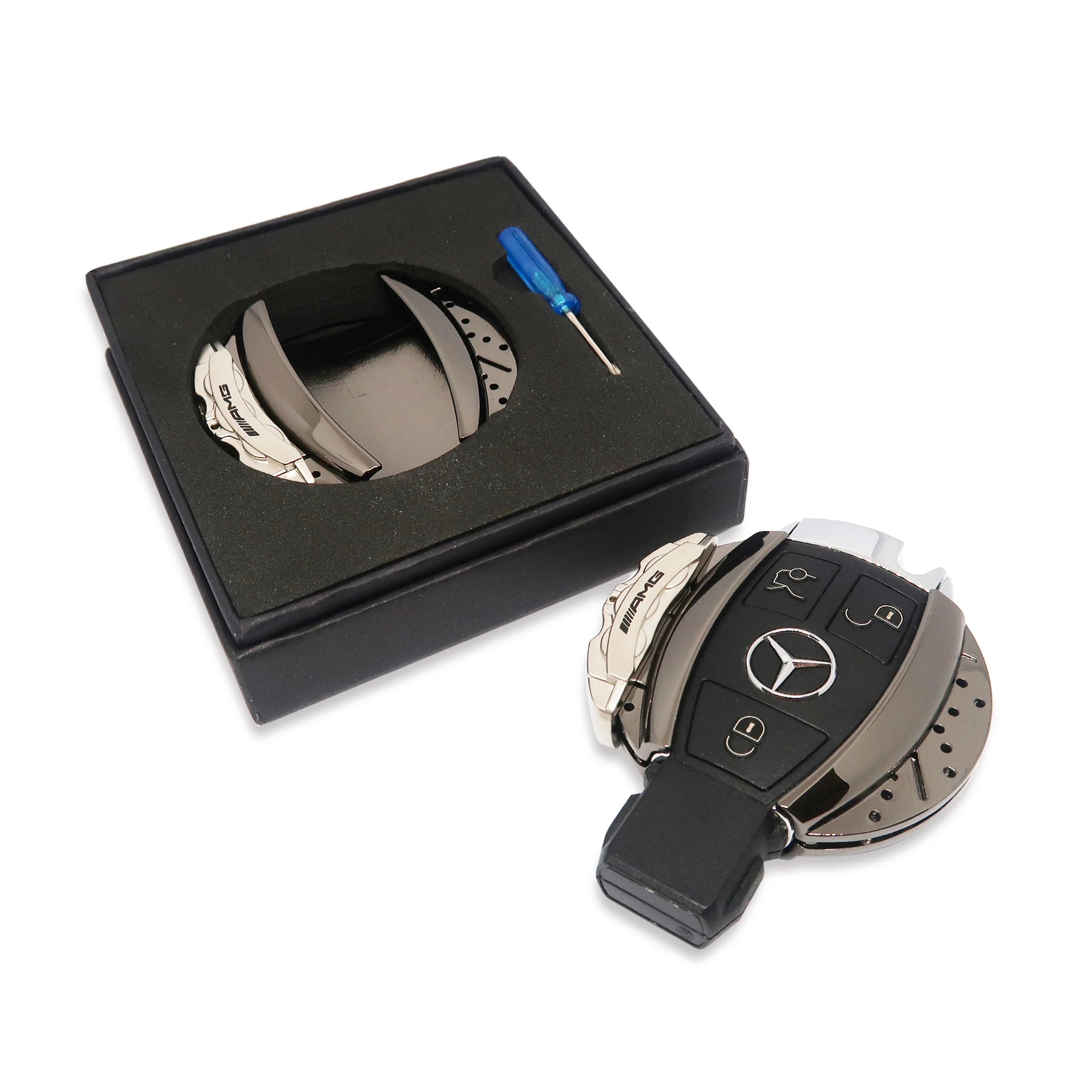 🏎️ AMG Silver/ Black Chrome Brake Caliper Mercedes Key Case *Keyless only* - Image 3